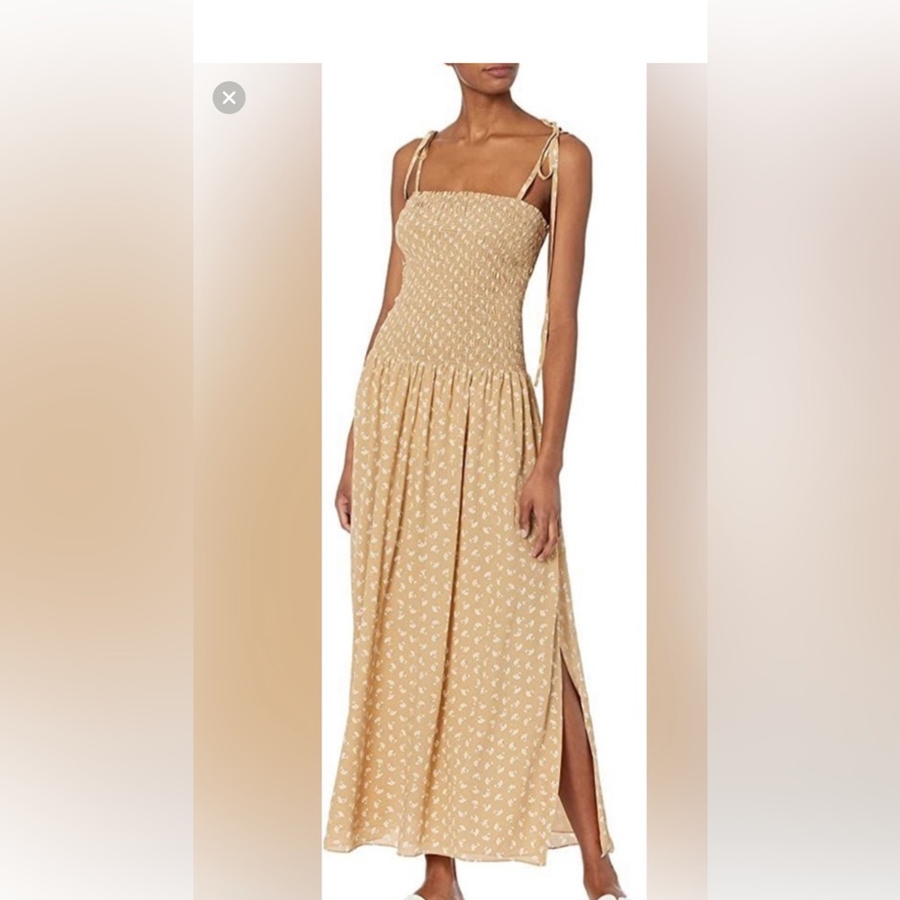 Floral Tan Maxi Dress